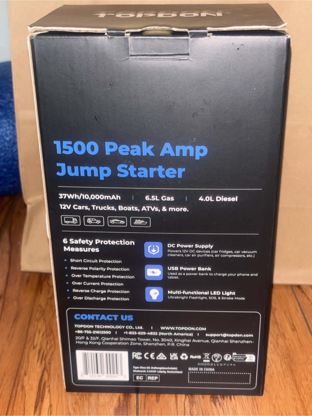 New] TOPDON V1500 1500 Peak Amp Jump Starter - photo 2