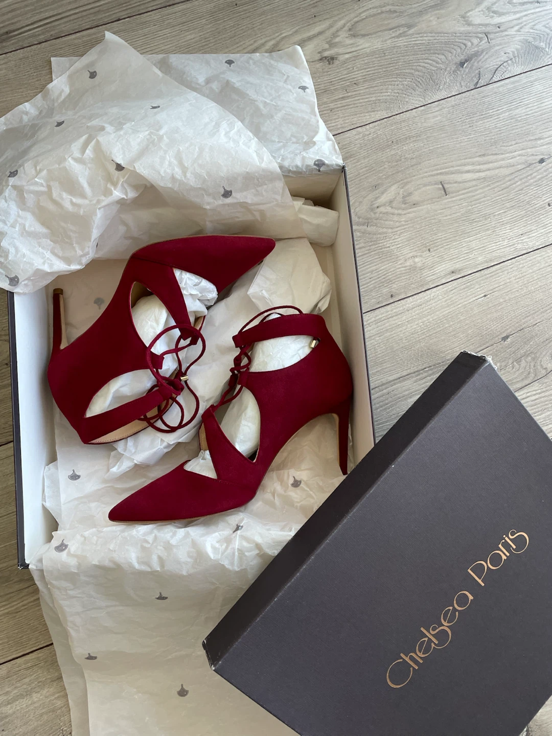 Chelsea Paris Burgundy Suede Heels
