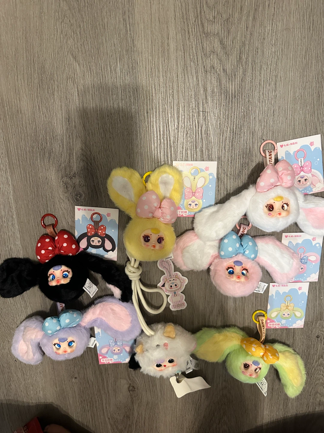 NEW Cute Plush Bunny Keychain Bundle – 7 Pc