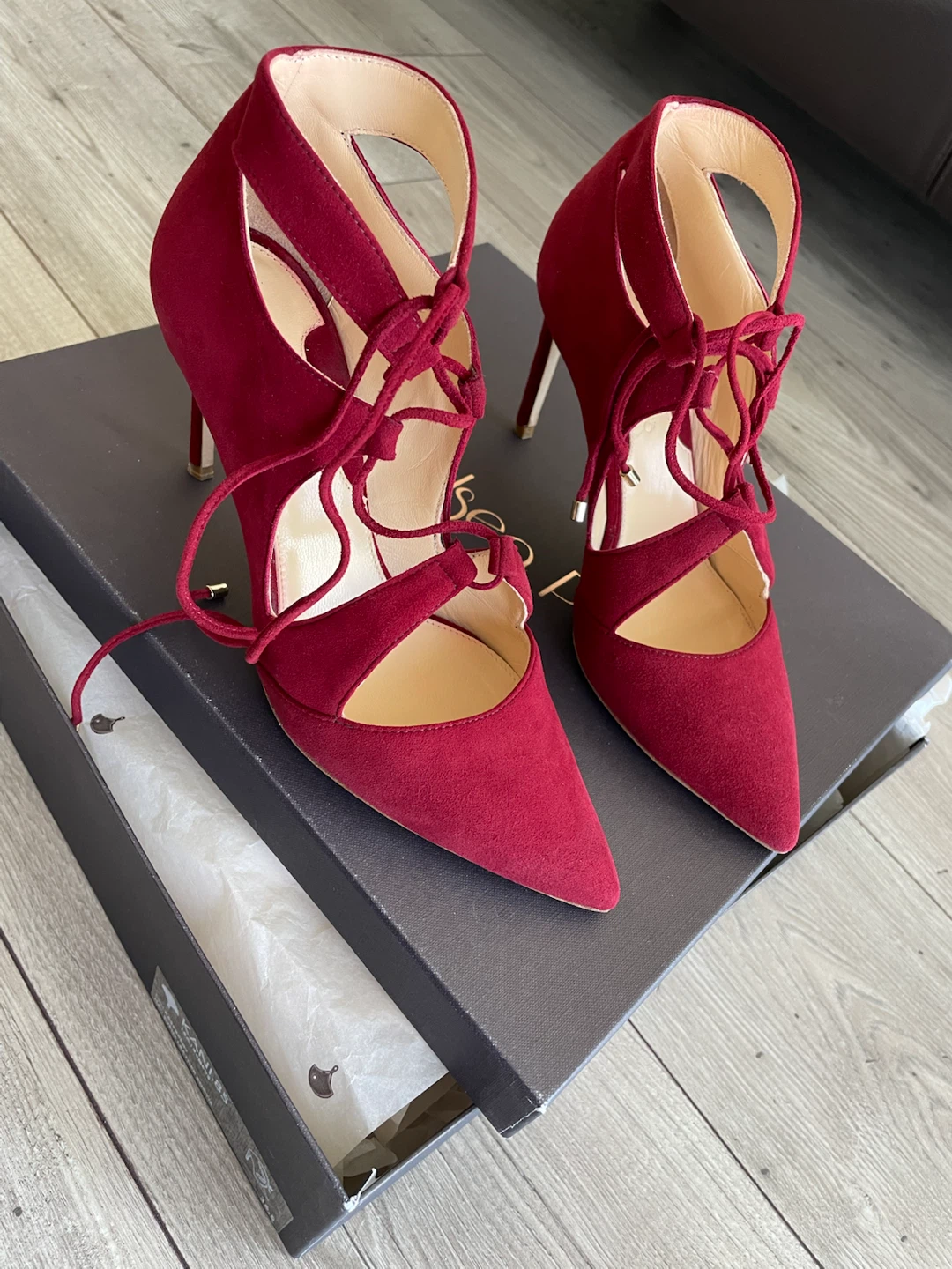 Chelsea Paris Burgundy Suede Heels - photo 3