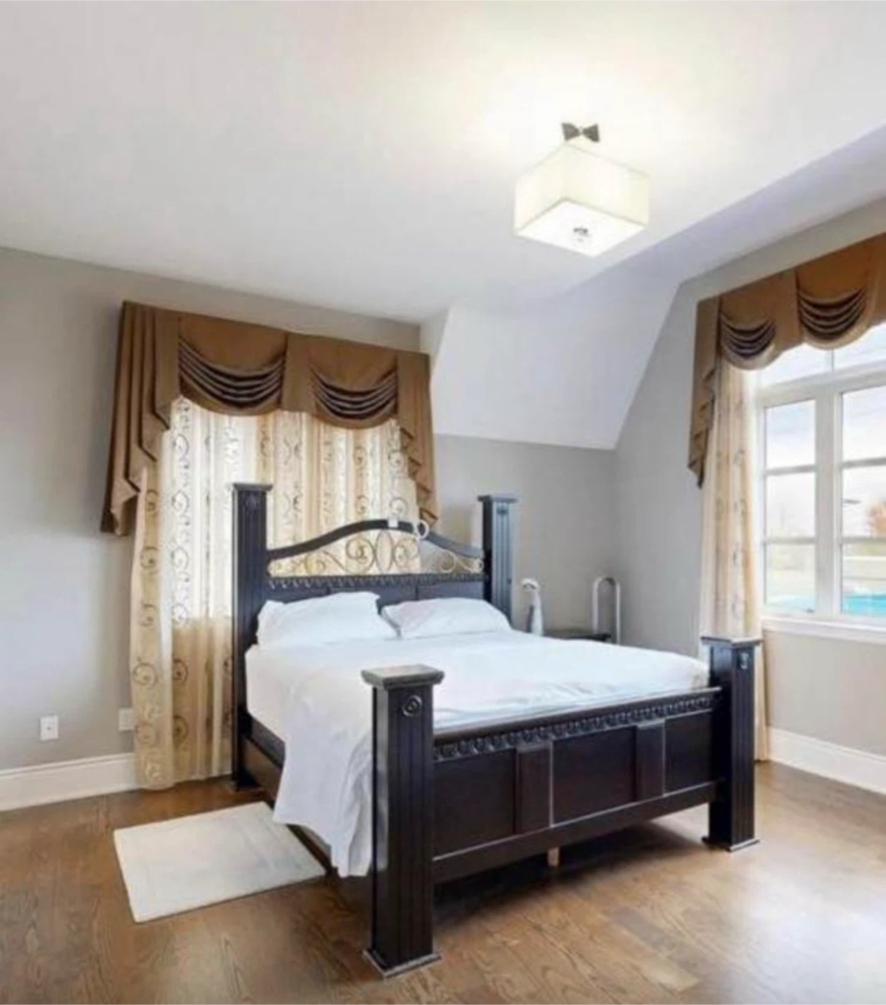 Dark Wood Four-Poster Bed Frame