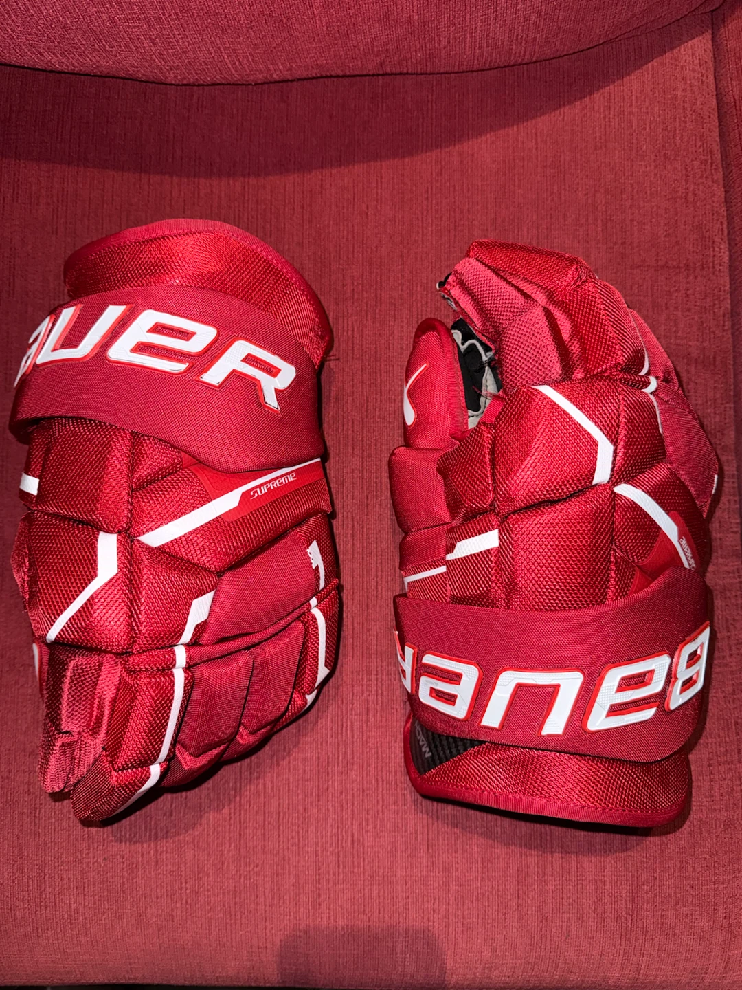 Bauer Supreme Mach Senior Hockey Gloves - Size 15 - red