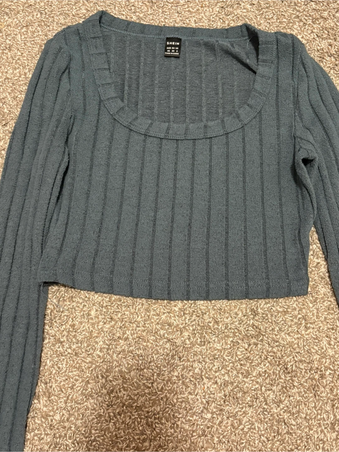 Long Sleeve Ribbed Crop Top