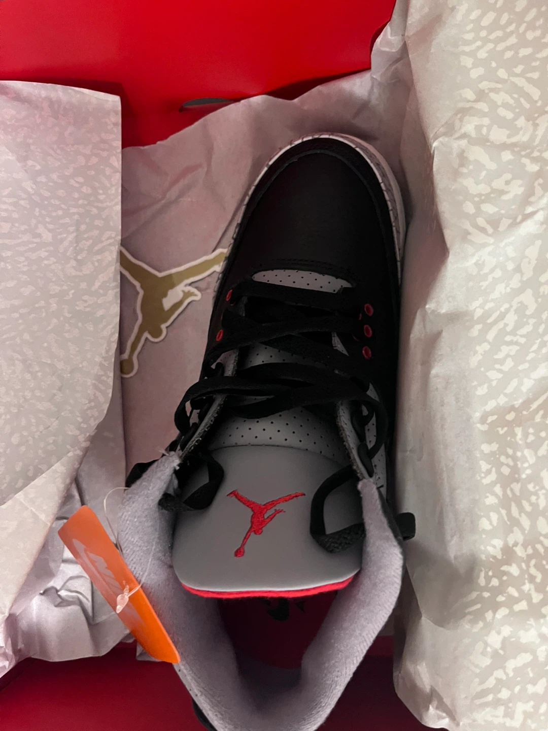 Air Jordan 3 Retro (GS) Black Fire Red Cement Grey Size 7Y - photo 2
