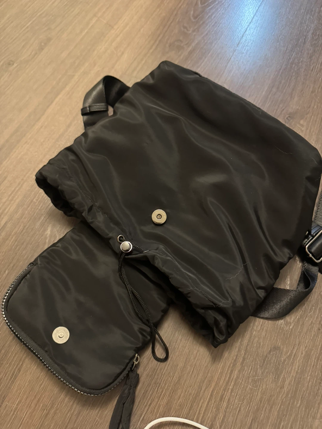 Black Drawstring Bag with Pouch - photo 2