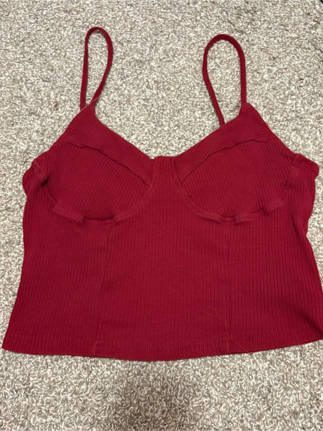 Red Ribbed Bustier Crop Top