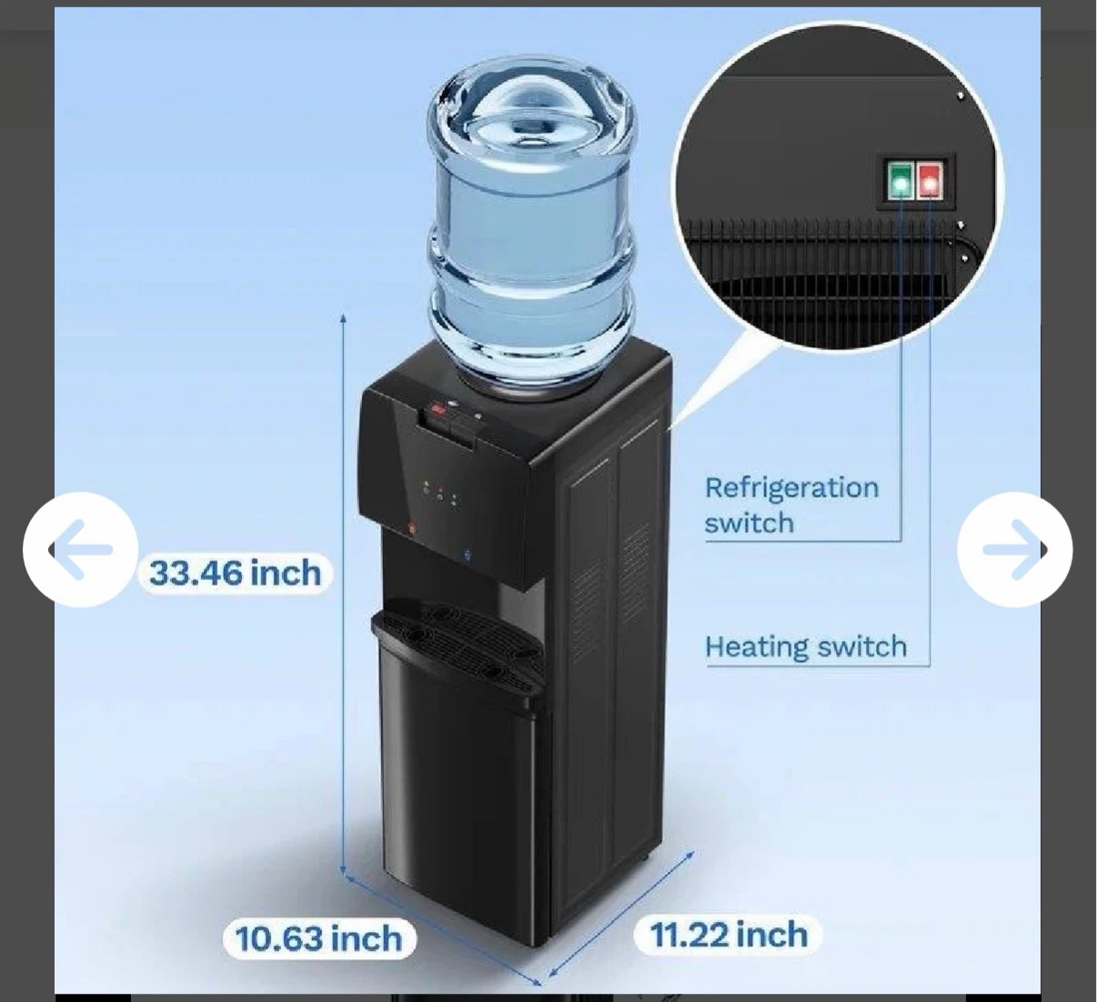 Black Water Cooler Dispenser with Bottom Storage - photo 2