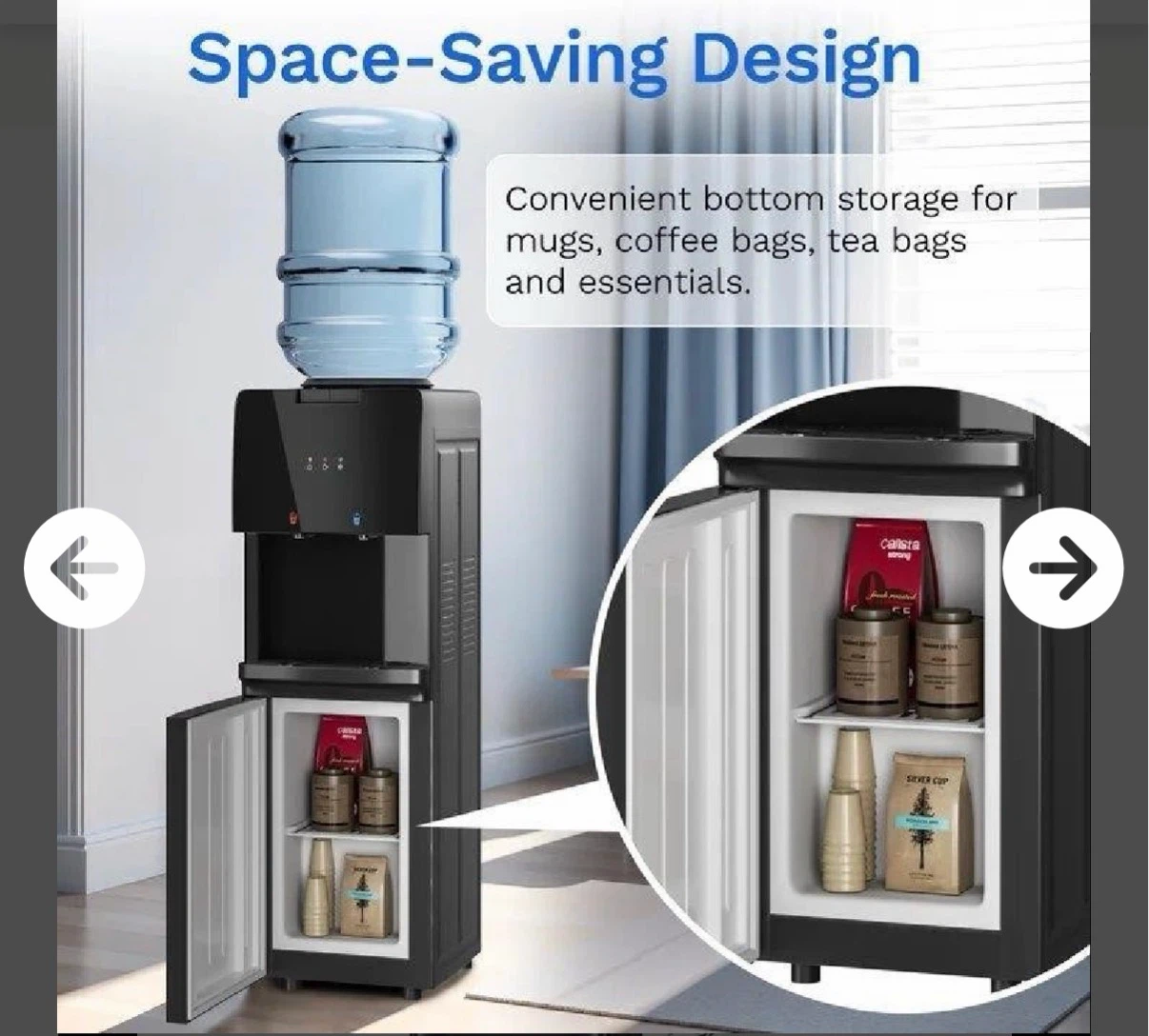Black Water Cooler Dispenser with Bottom Storage - photo 3