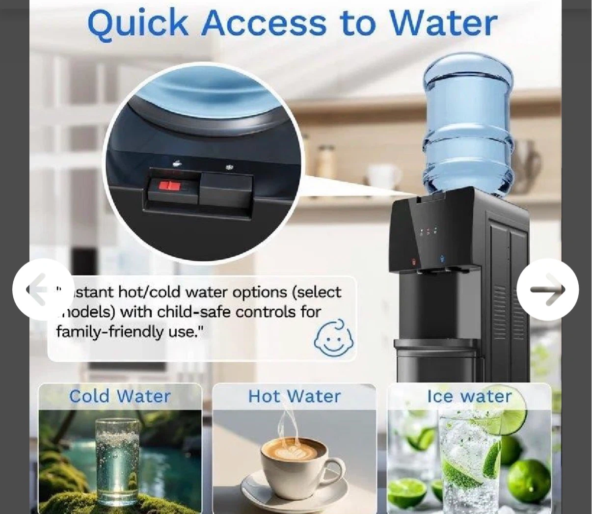 Black Water Cooler Dispenser with Bottom Storage - photo 4