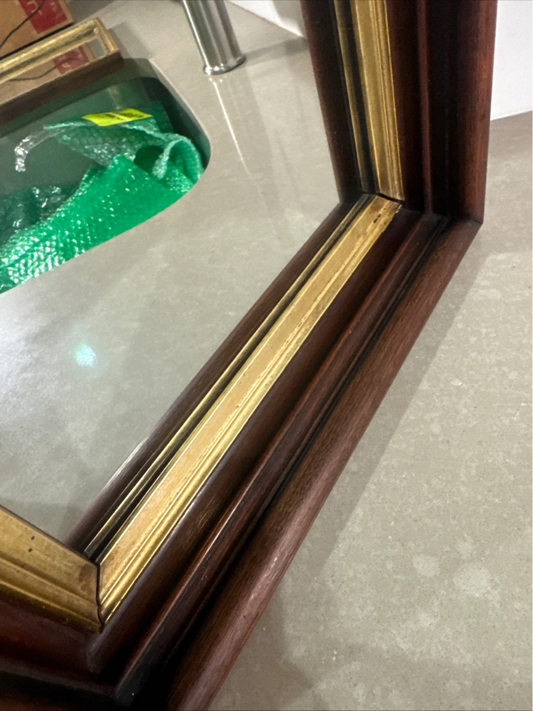 Antique Mahogany Shadow Box Frame With Mirror - photo 2