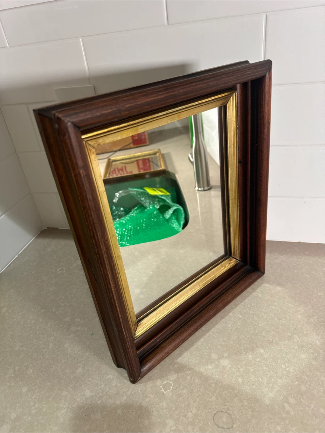 Antique Mahogany Shadow Box Frame With Mirror