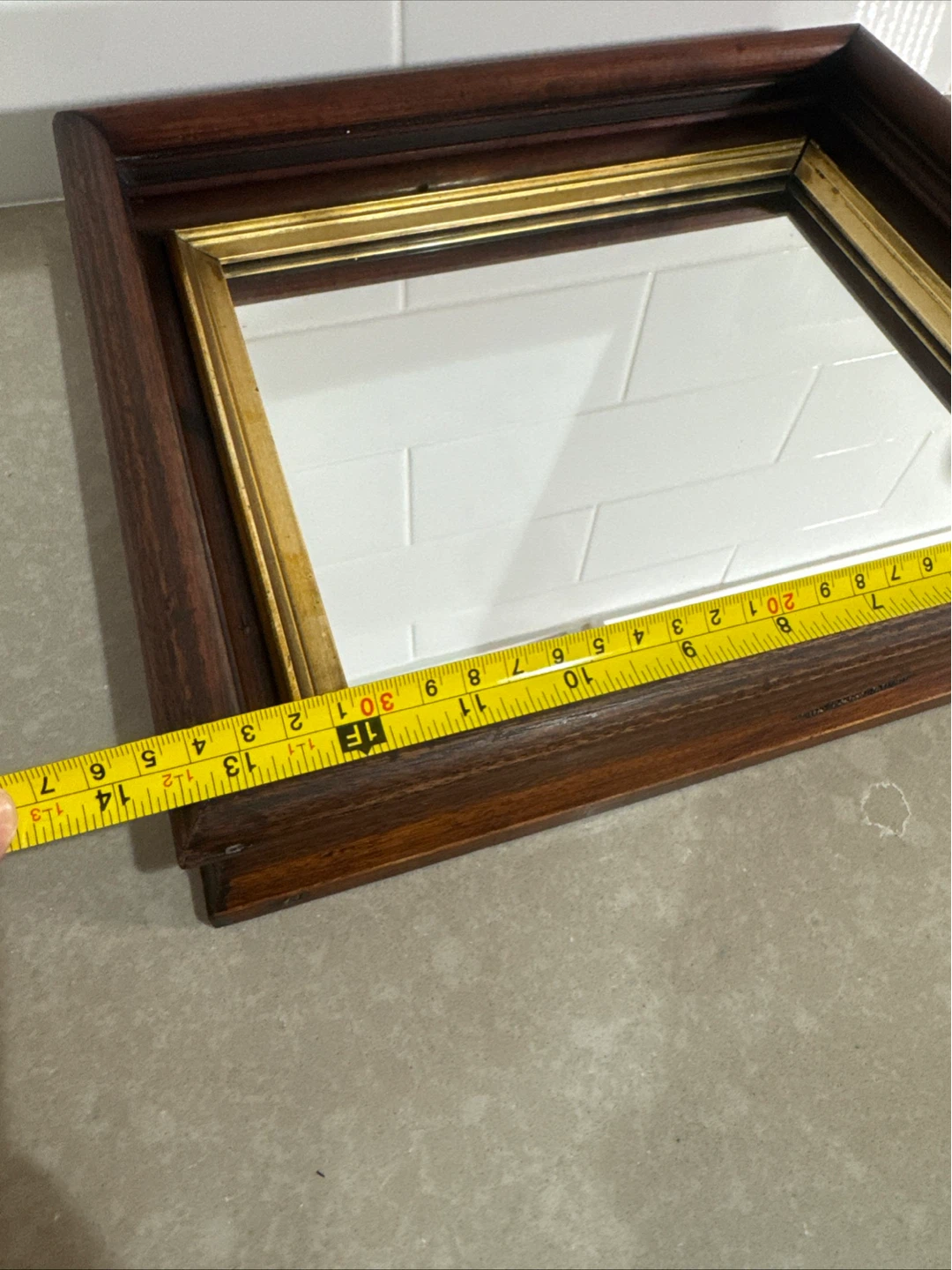 Antique Mahogany Shadow Box Frame With Mirror - photo 5