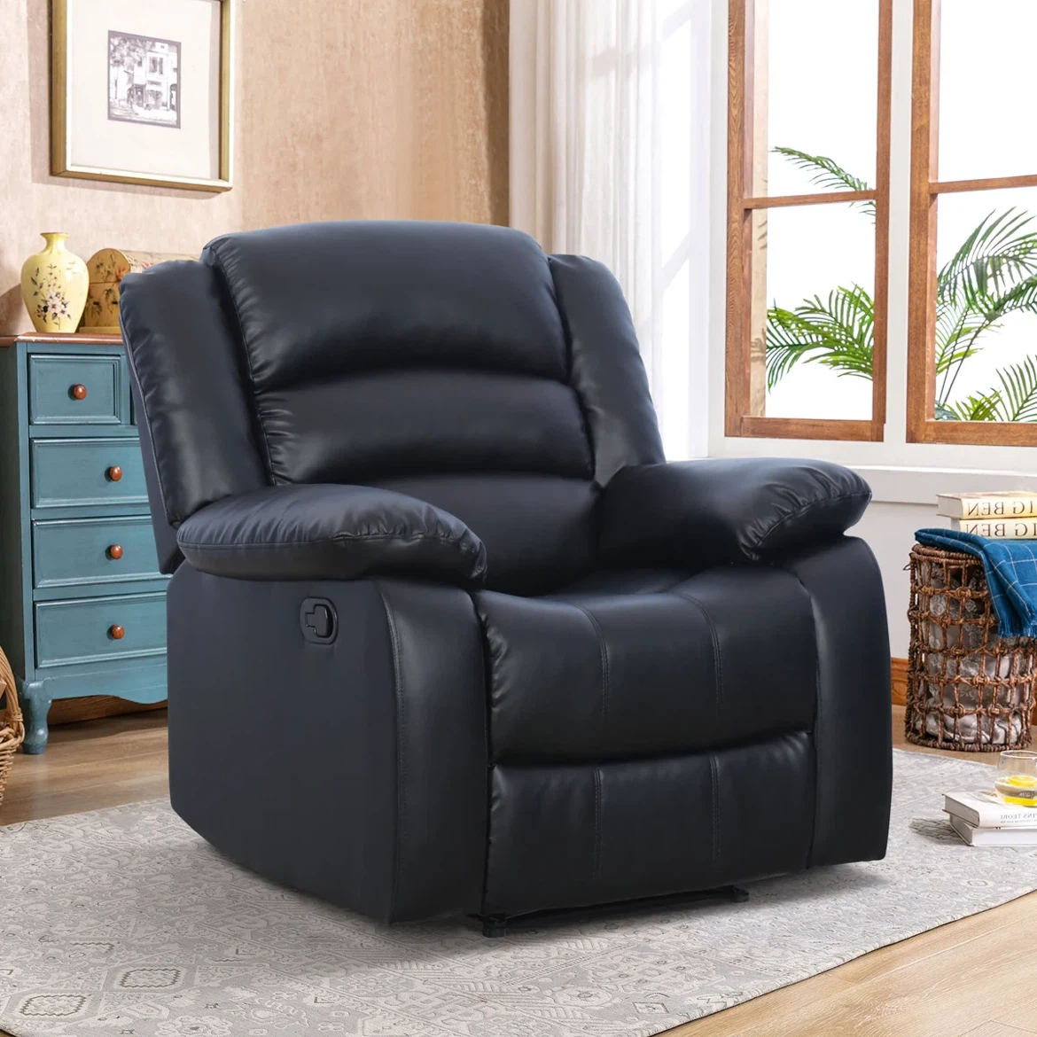 Brand New Black Faux Leather Recliner Chair