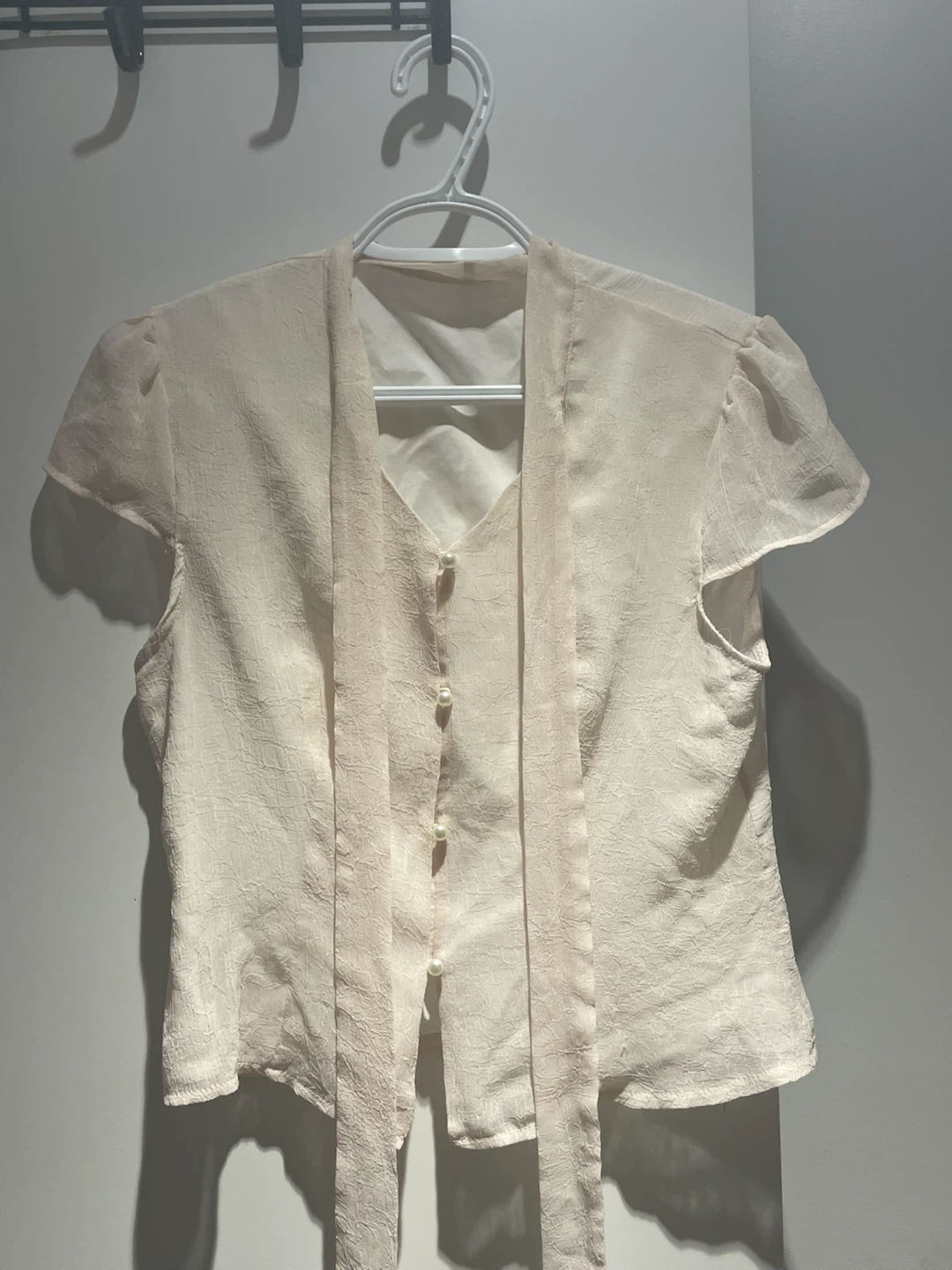 Cream Blouse with Pearl Buttons