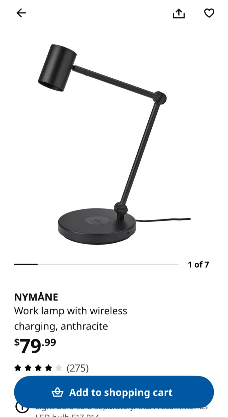 Free bulb and NYMÅNE Work Lamp