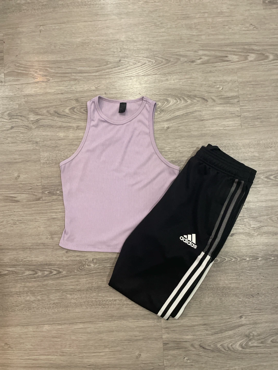 Adidas Track Pants with 3-Stripes and cute tank top! - photo 5