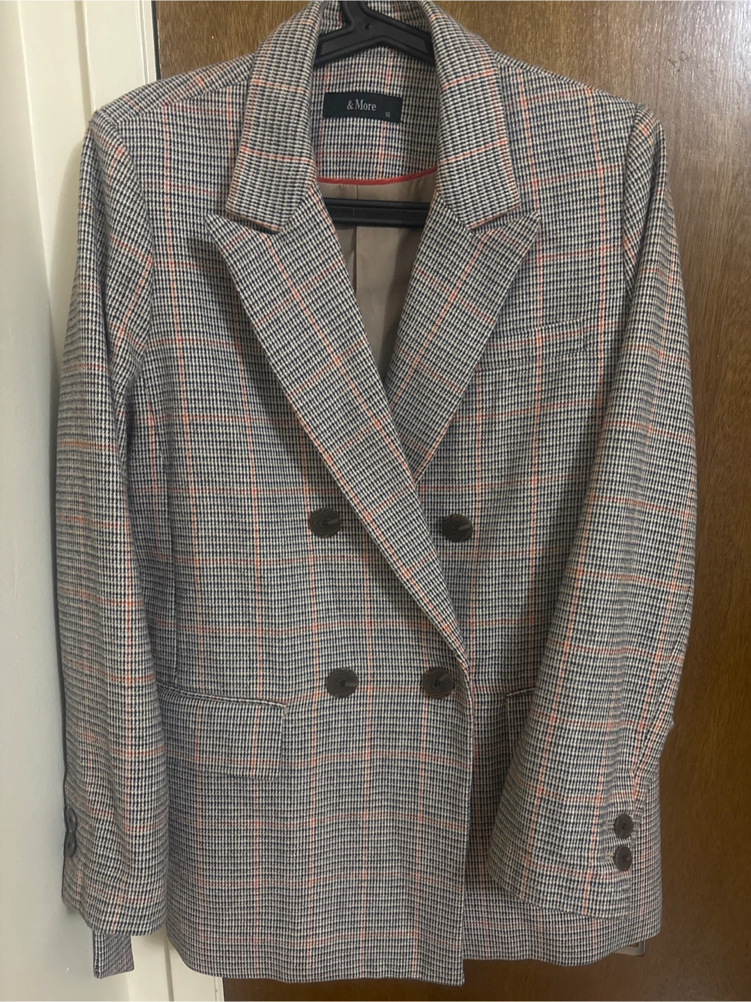 Women's Plaid Double-Breasted Blazer
