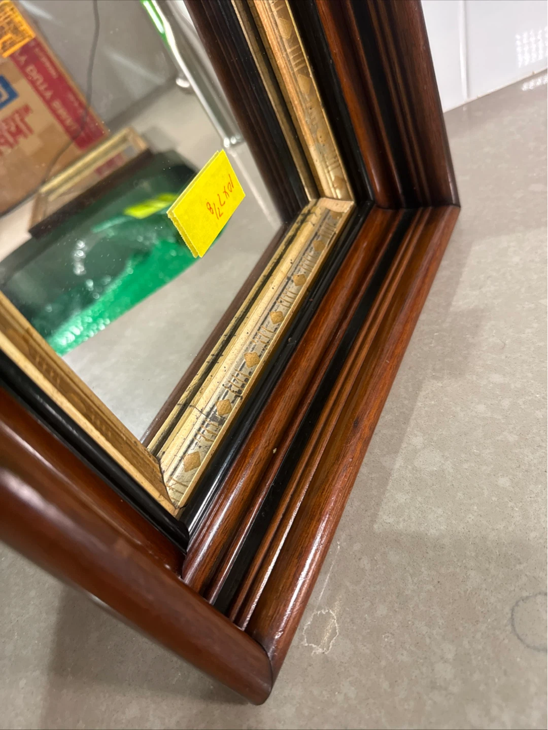 Antique Mahogany Shadow Box Frame With Mirror - photo 2