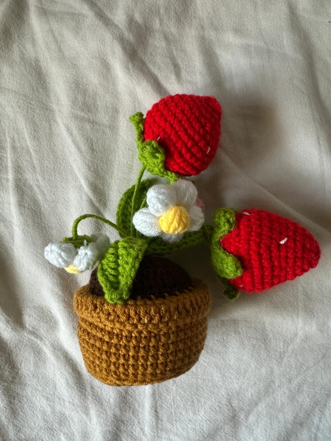 Crocheted Strawberry Plant Decoration