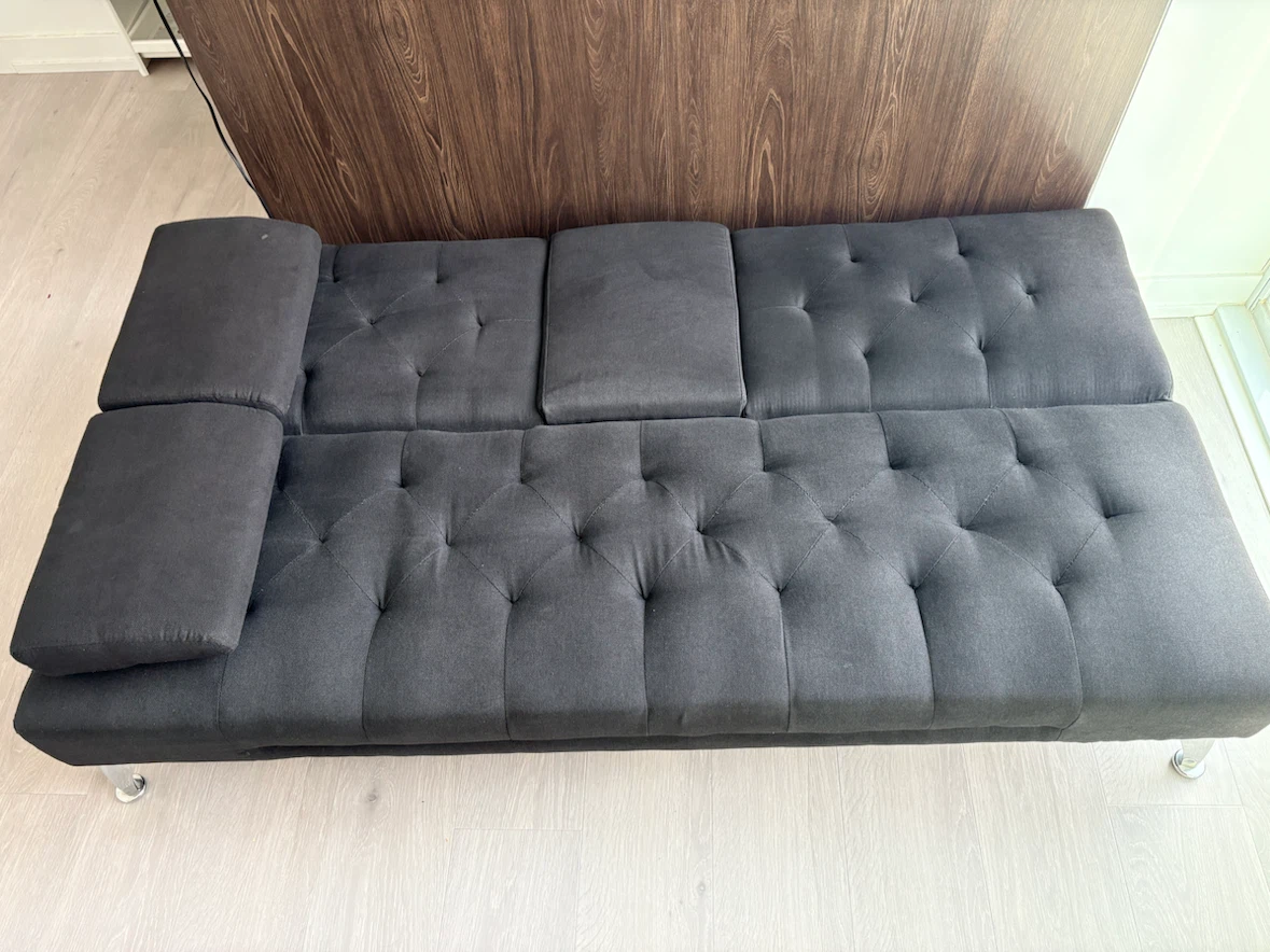 Dark Gray Tufted Futon Sofa