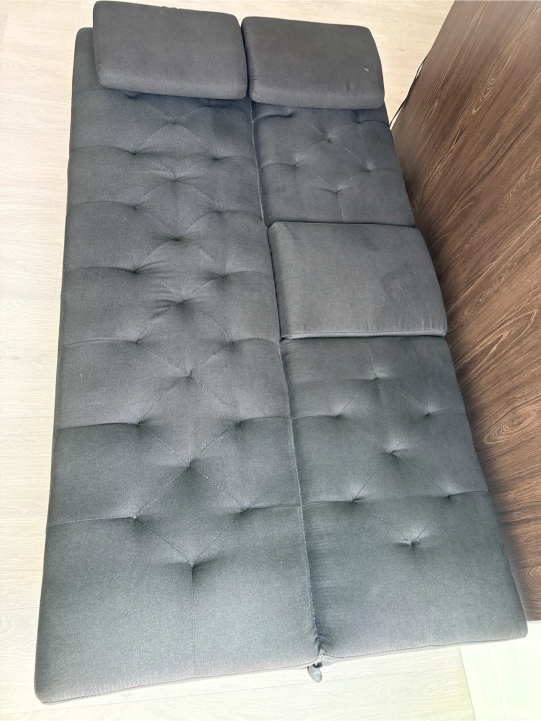 Dark Gray Tufted Futon Sofa - photo 2