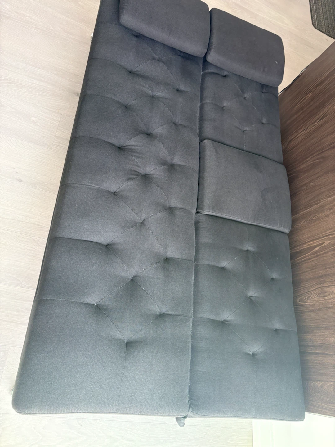 Dark Gray Tufted Futon Sofa - photo 3