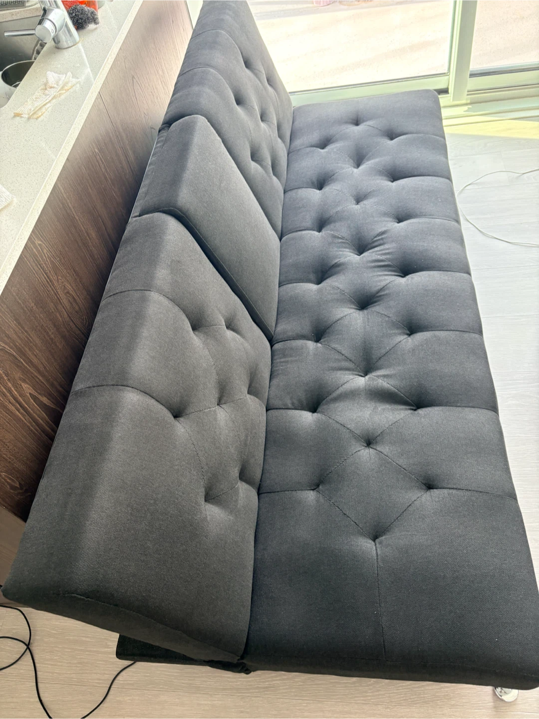 Dark Gray Tufted Futon Sofa - photo 5