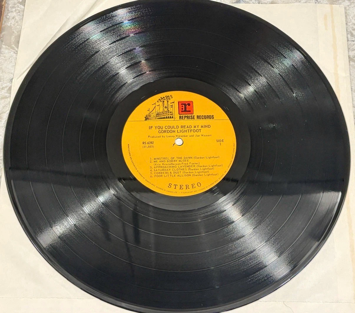 Gordon Lightfoot If You Could Read My Mind Record (RS 6392) - photo 3