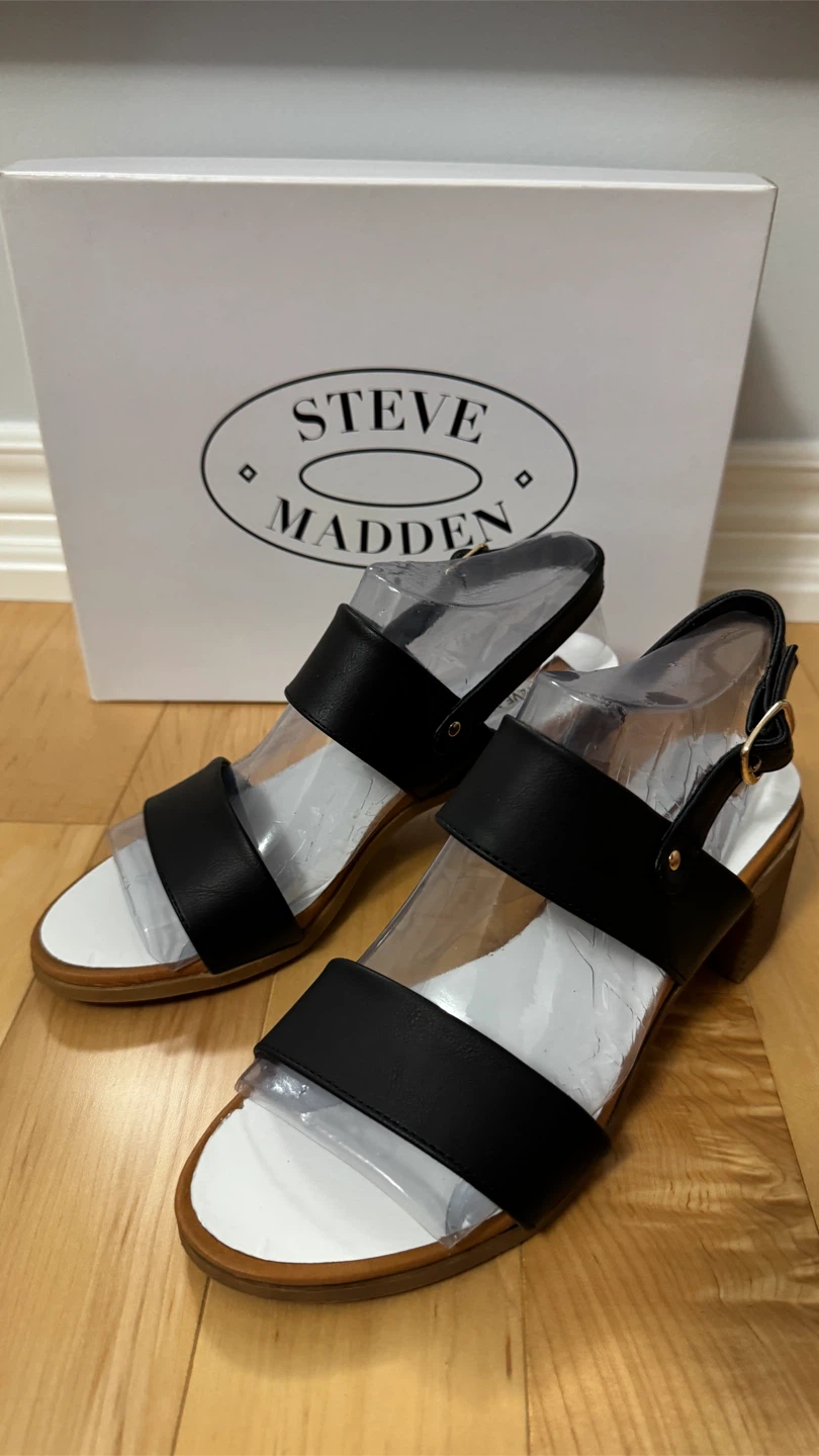 Steve Madden Black Slingback Block Heel Sandals