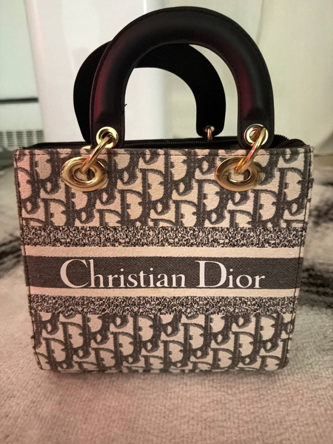 Christian Dior mini lady dior bag gray color