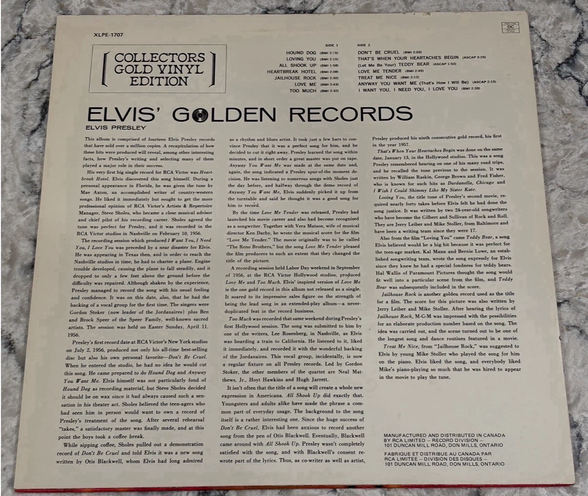 Elvis Presley Elvis’ Golden Records Gold 1978 🇨🇦 (XLPE-1707) - photo 2