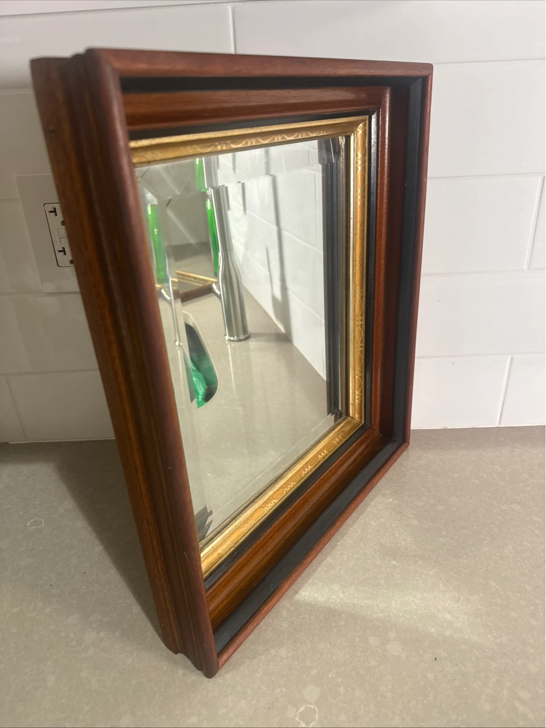 Antique Mahogany Shadow Box Frame With Mirror