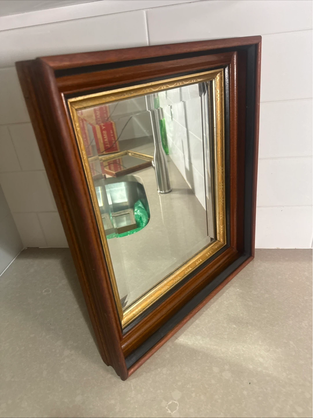 Antique Mahogany Shadow Box Frame With Mirror - photo 2