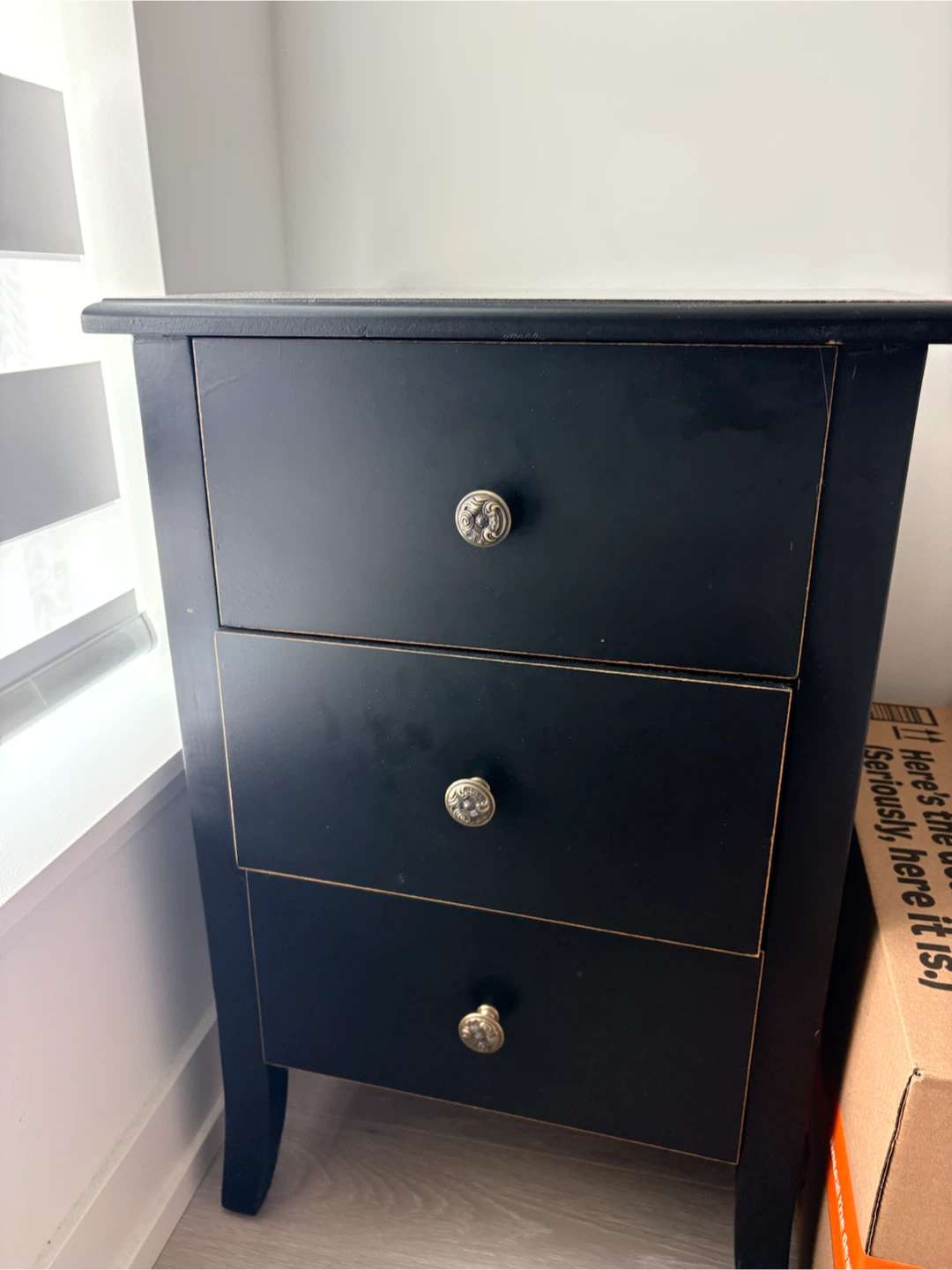 Black 3-Drawer Nightstand