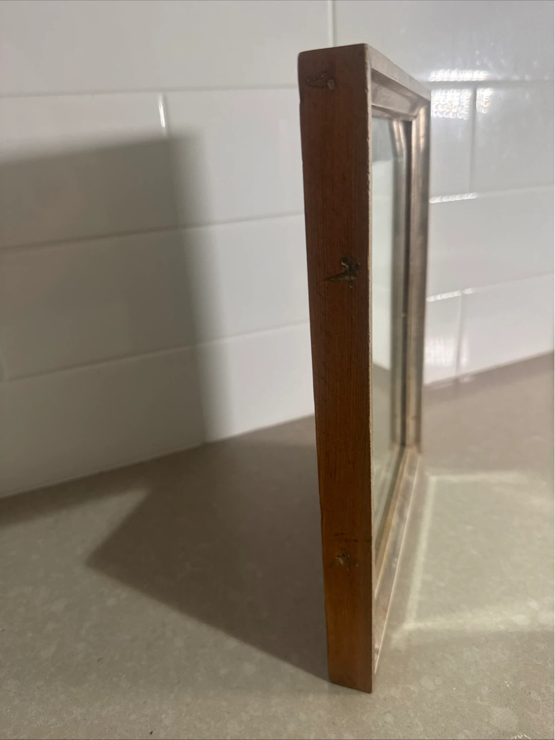 ANTIQUE WOOD FRAMED BEVELED EDGE MIRROR - photo 5
