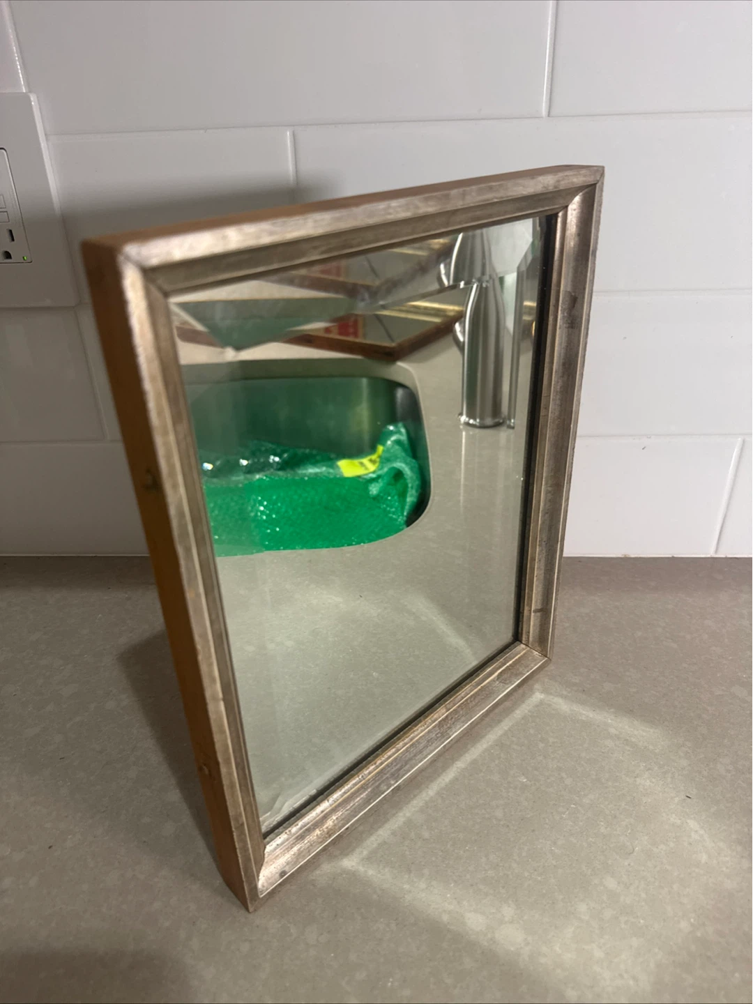 ANTIQUE WOOD FRAMED BEVELED EDGE MIRROR