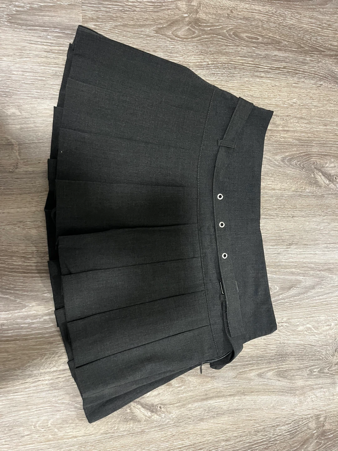 Charcoal Pleated Mini Skort with Belt - photo 2