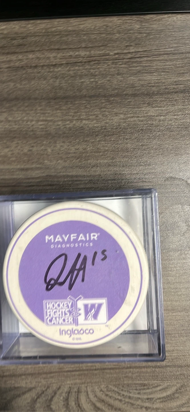 Mayfair Diagnostics Hockey Fights Cancer Puck - Dryden hunt