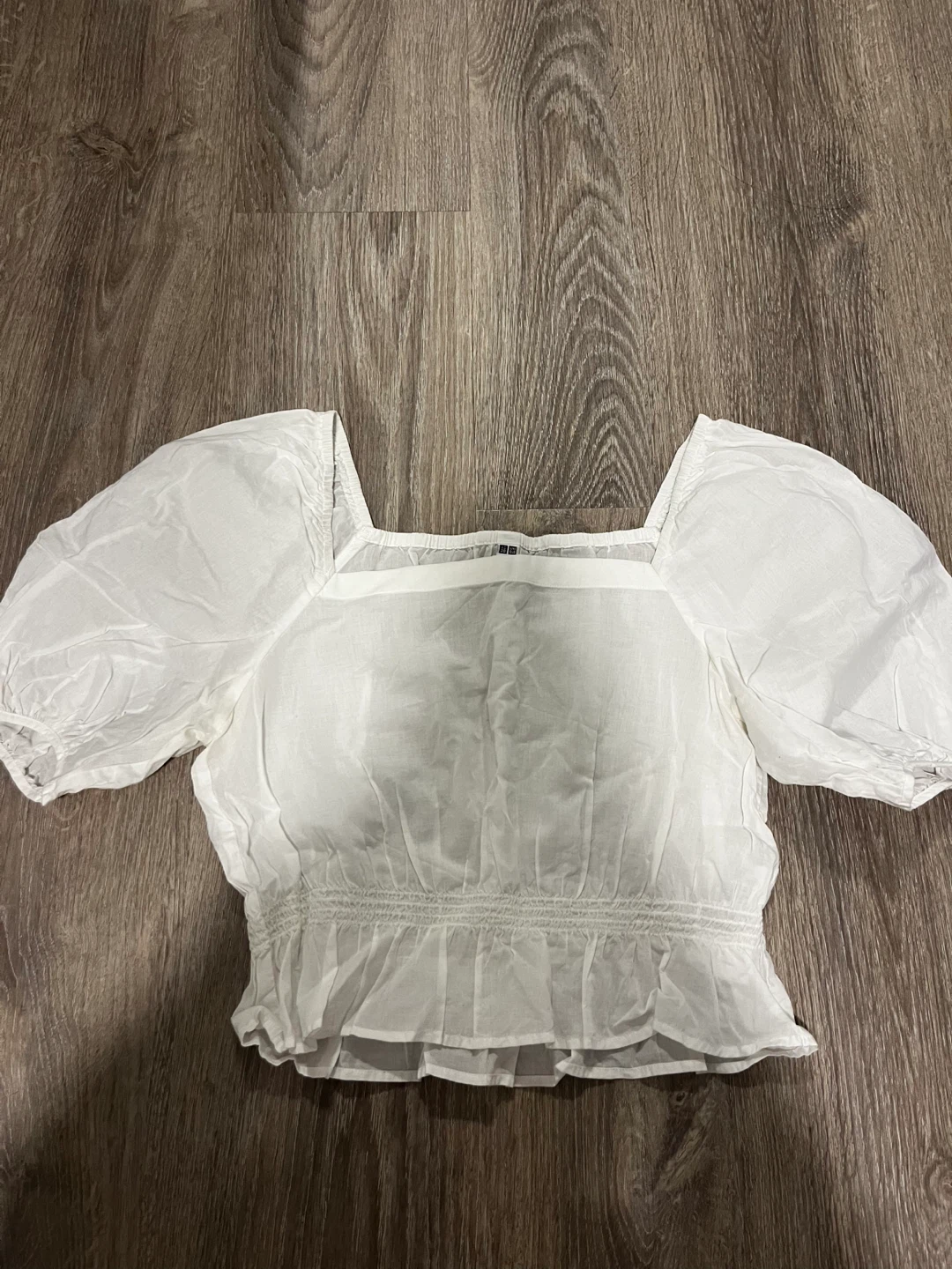 White Square Neck Puff Sleeve Top