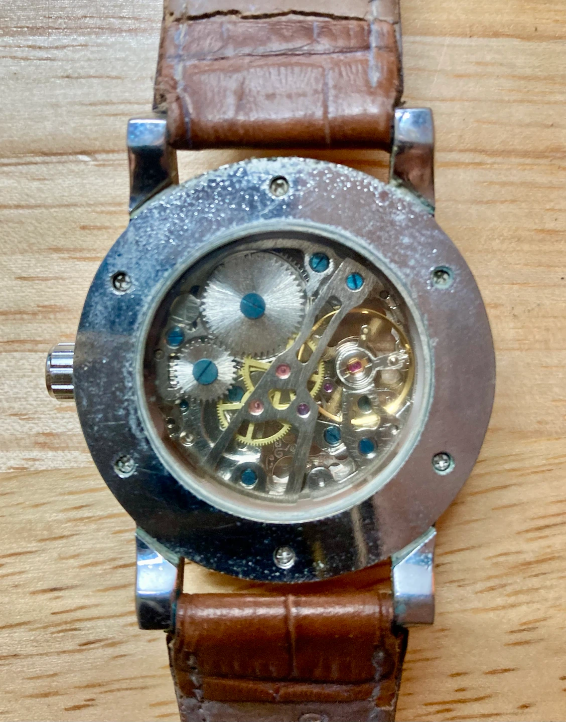 Winner Skeleton Manual Watch Brown Leather Strap - photo 2