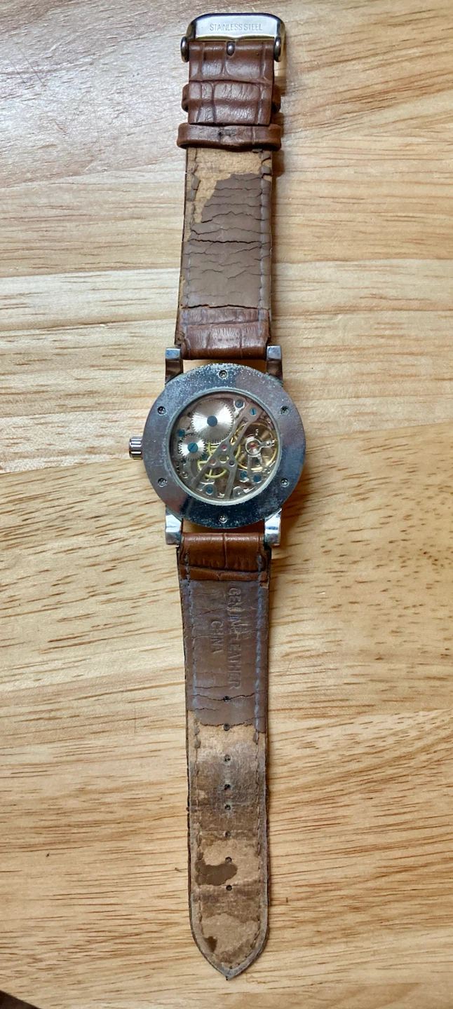 Winner Skeleton Manual Watch Brown Leather Strap - photo 4
