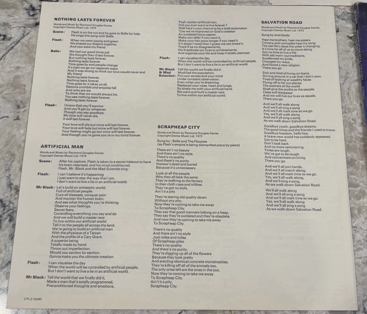 The Kinks Preservation Act 2 1974 2LP Record 🇨🇦 (CPL2-5040) - photo 5
