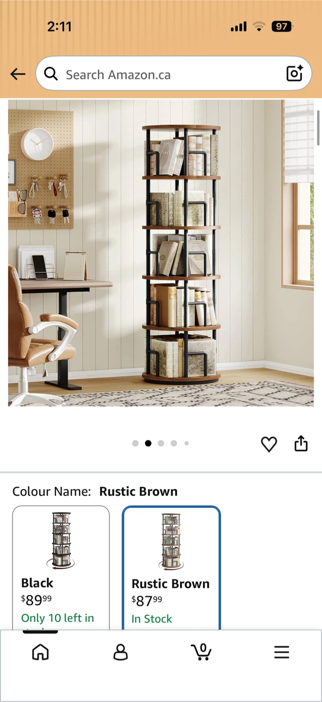 Rustic Brown Rotating Bookshelf