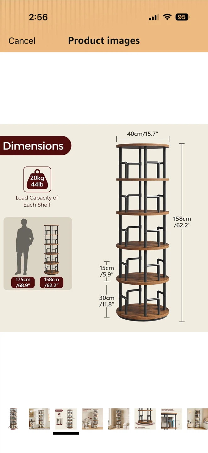 Rustic Brown Rotating Bookshelf - photo 2