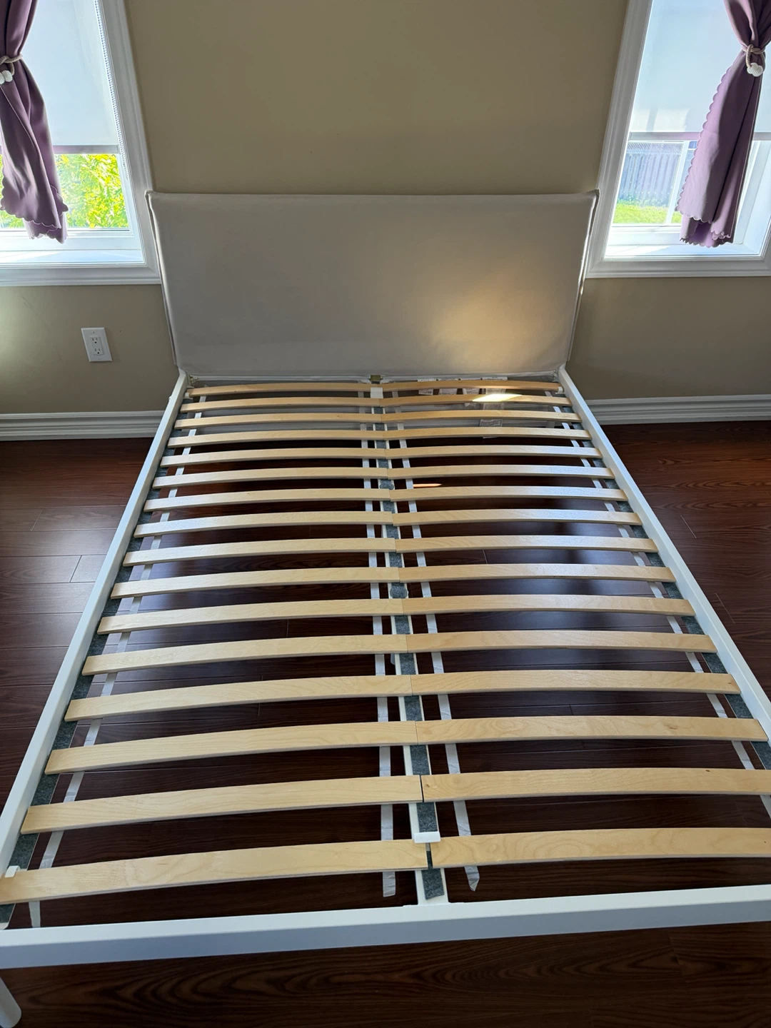 Double Bed Frame with Upholstered Headboard