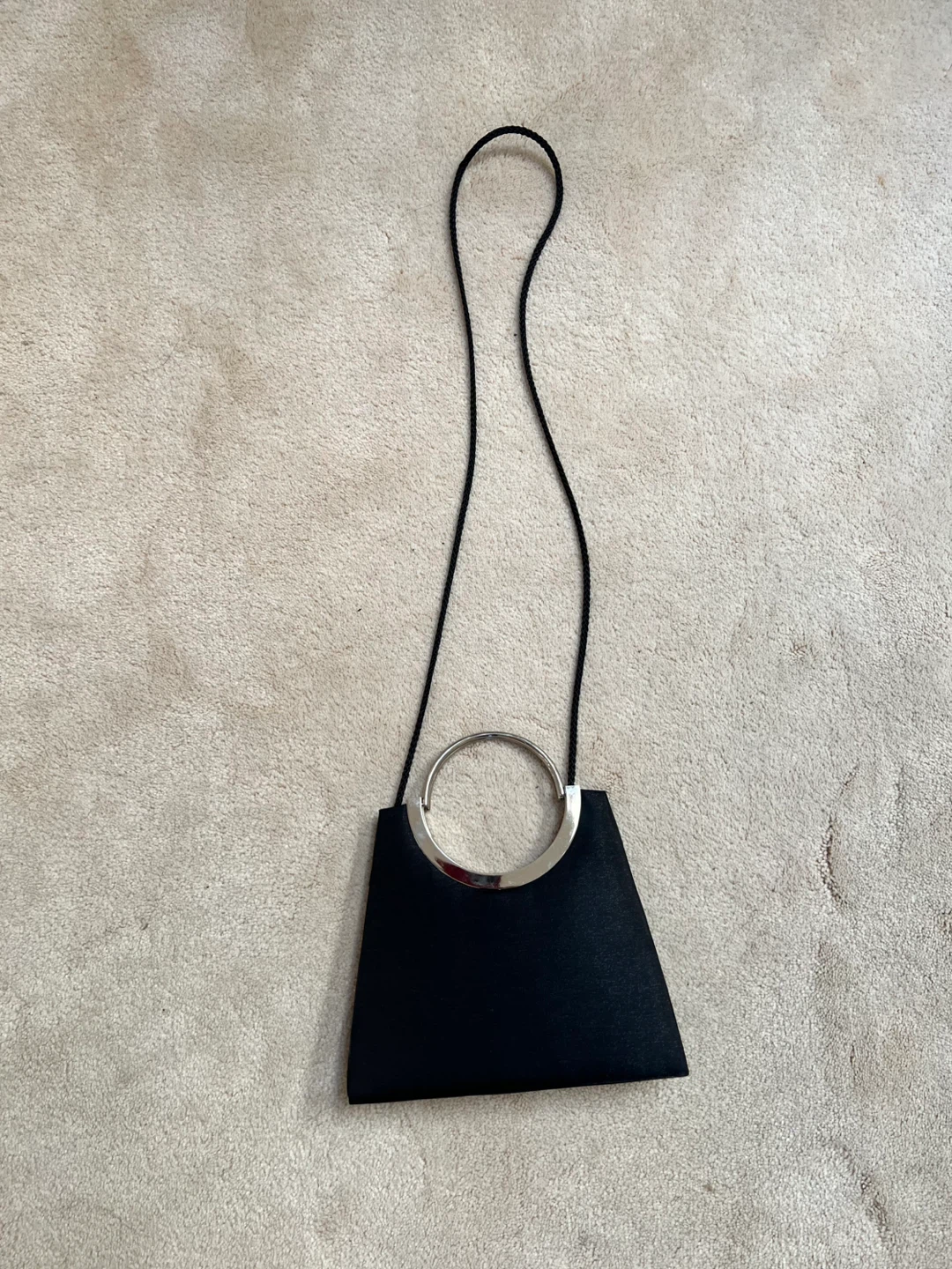Black Evening Handbag with Metal Handle