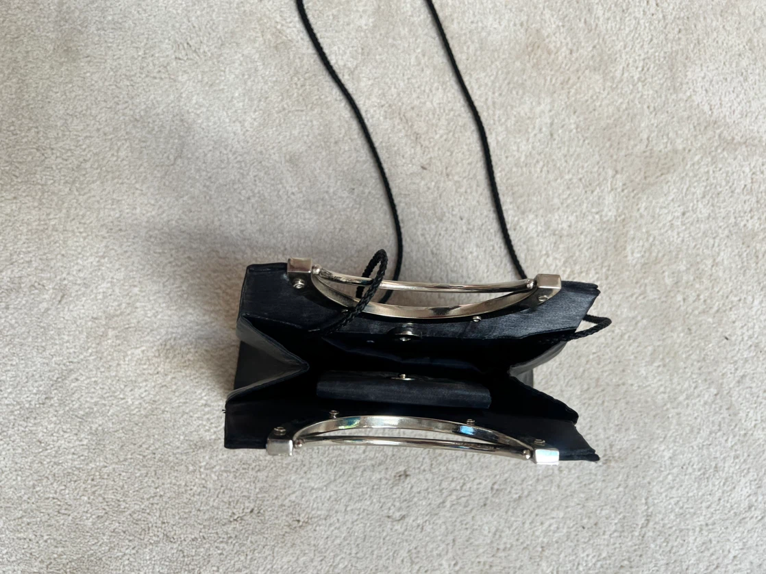 Black Evening Handbag with Metal Handle - photo 2
