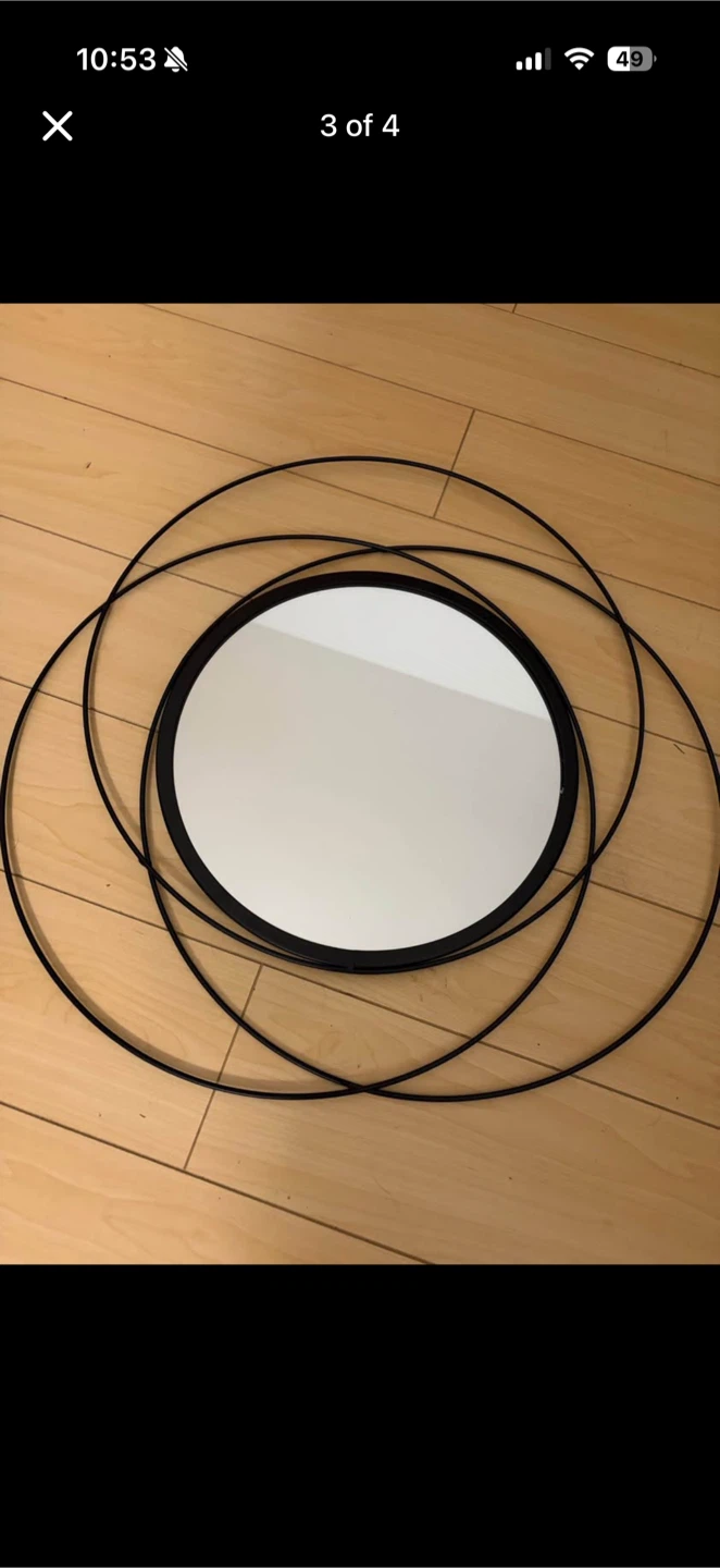 Decorative Metal Wall Mirror - Round Black - photo 3