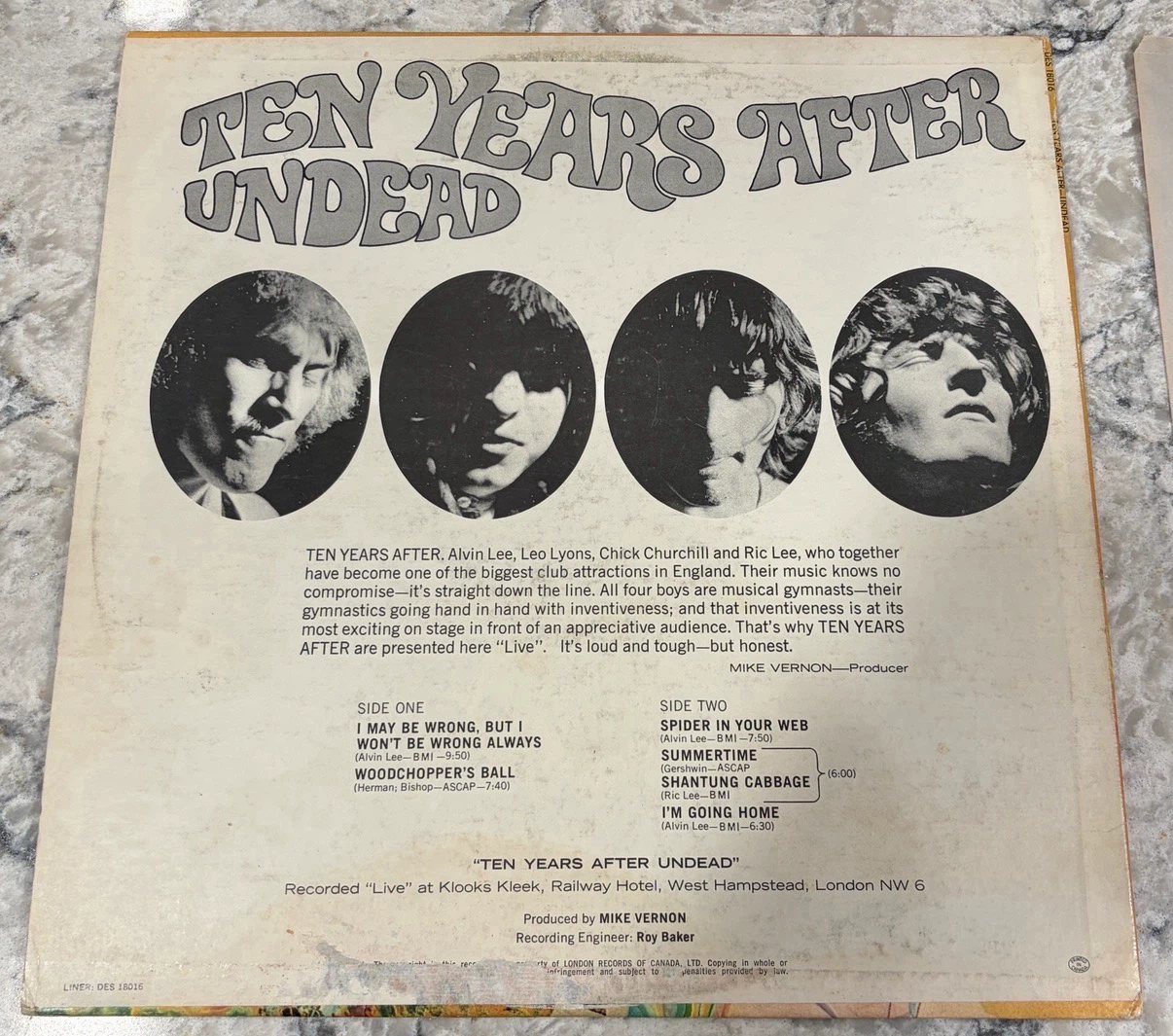 Ten Years After – Undead LP Vinyl Record 🇨🇦 Deram (DES 18016) - photo 2