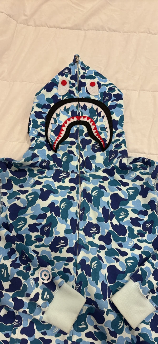 BAPE Blue Camo Shark Full Zip Hoodie - photo 2